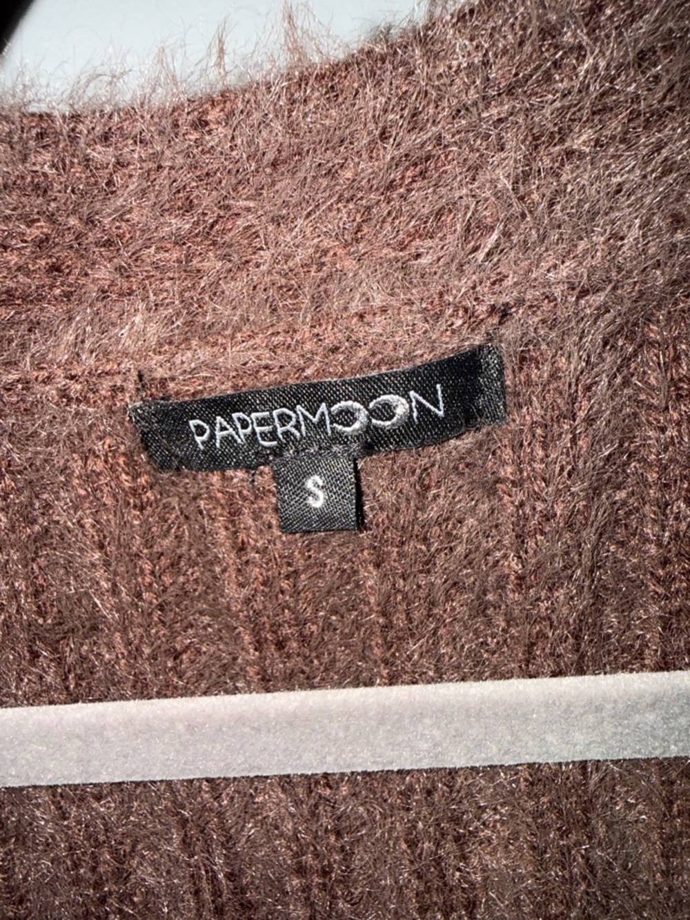 Papermoon Brown Fuzzy V-Neck Button Cardigan - Picture 4 of 5